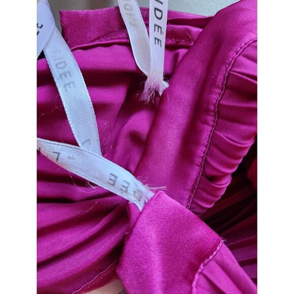 NWD L'IDEE Renaissance Halter Split Pleated Gown Maxi Dress US 10 Purple #9K503 - Picture 10 of 16